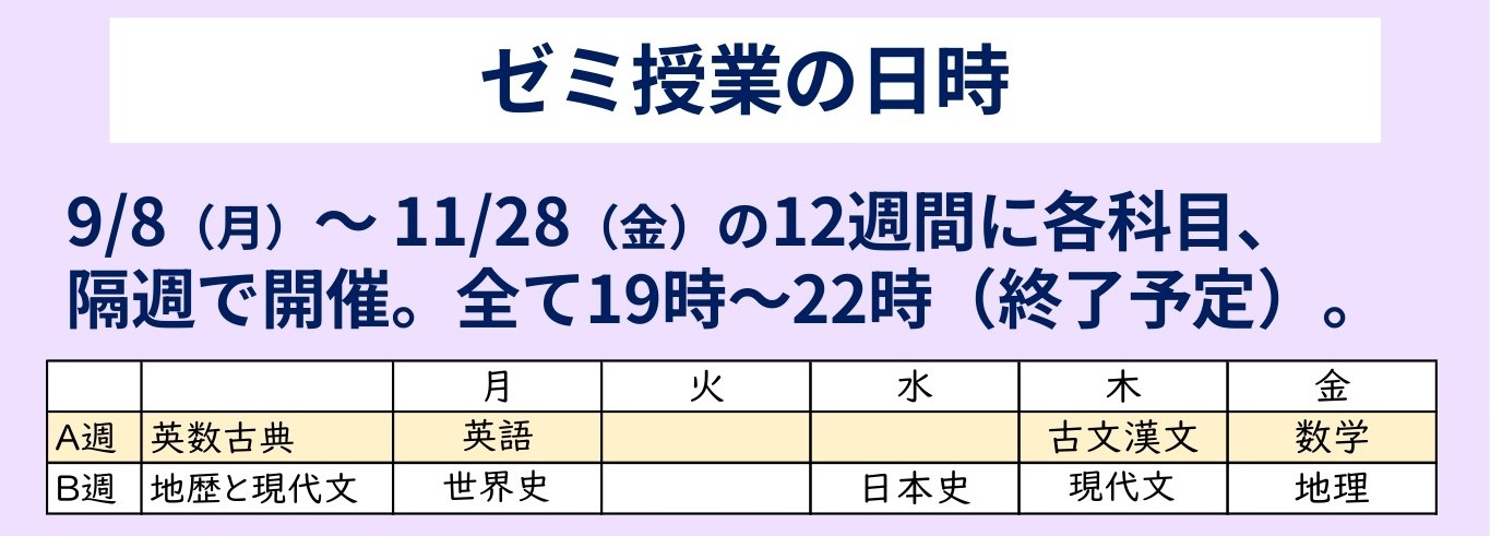 受付終了】秋期講習（科目特訓ゼミ） | 日本で唯一の東大文系「完全 